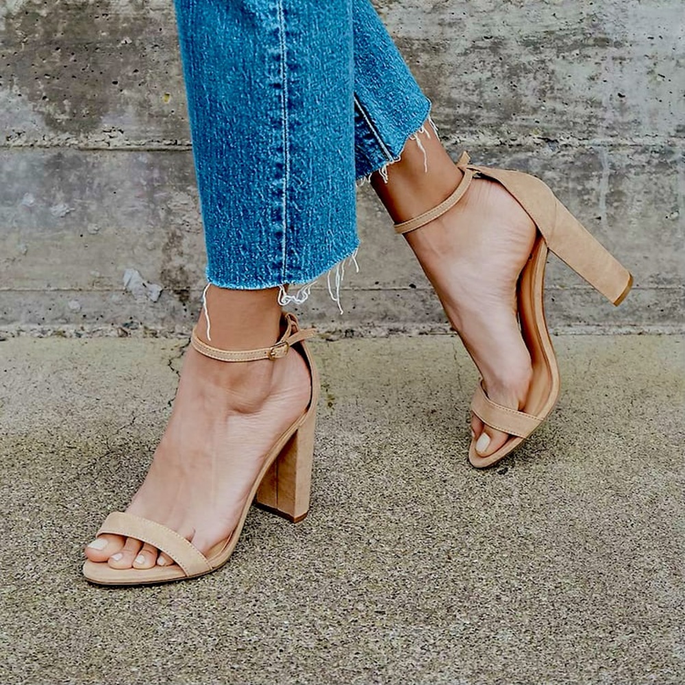 Lulu’s Taylor Suede Ankle Strap Heels, 6